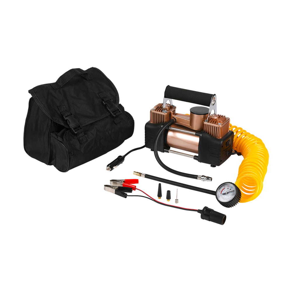 Portable Double Cylinder Tire Inflator with battery clamp  