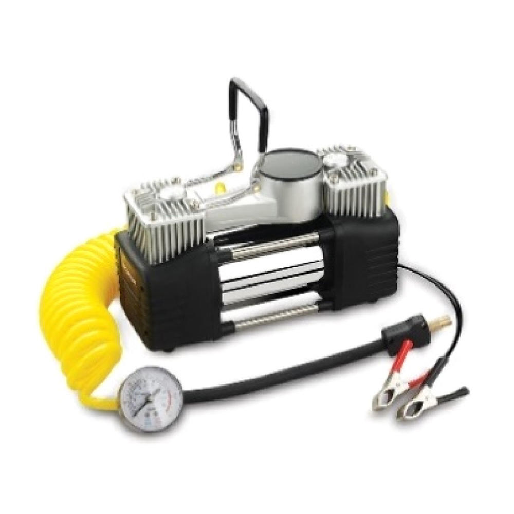 Portable Double Cylinder Tire Inflator with battery clip  